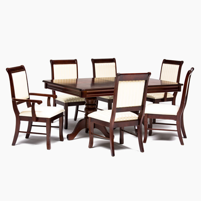 Mesa Comedor Tradicional + 4 Sillas y 2 Sitiales Ternara Beige