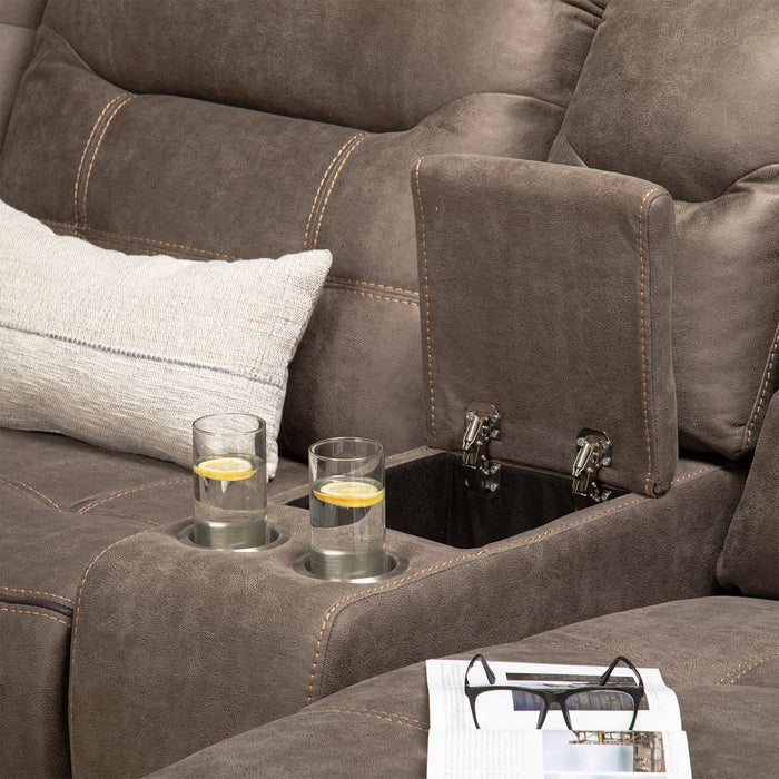 Sofá Seccional Izquierdo Reclinable Moderno Café Grand
