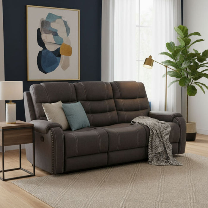 Sofá 3 Cuerpos Reclinable Gris Moderno Verona