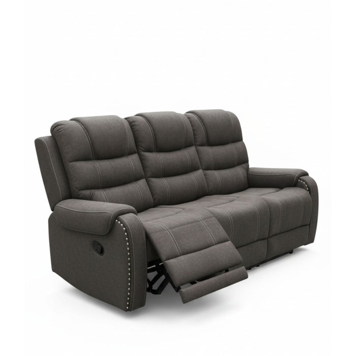 Sofá 3 Cuerpos Reclinable Gris Moderno Verona