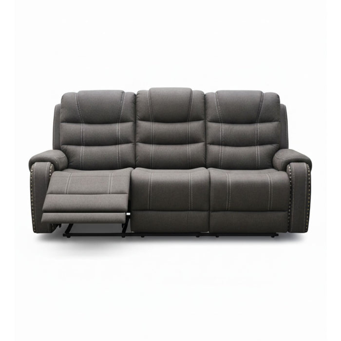 Sofá 3 Cuerpos Reclinable Gris Moderno Verona