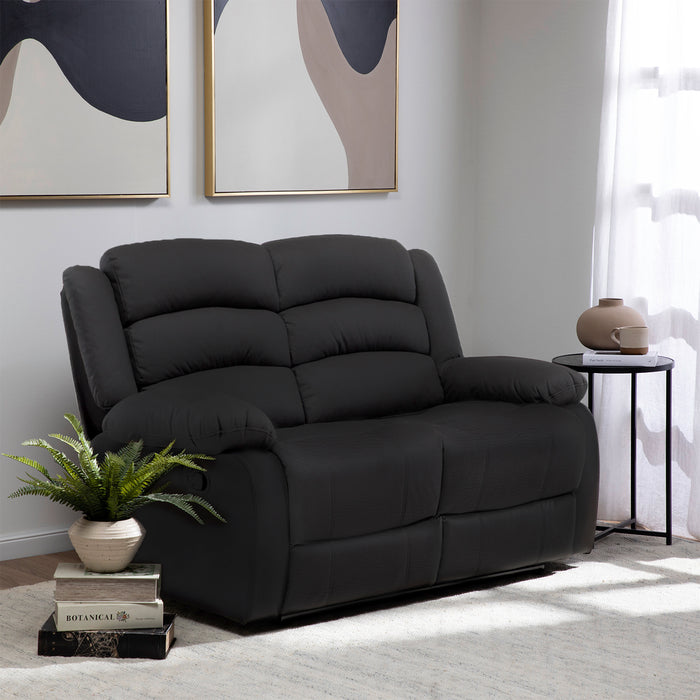Sofá 2 Cuerpos Reclinable Moderno Negro New Praga