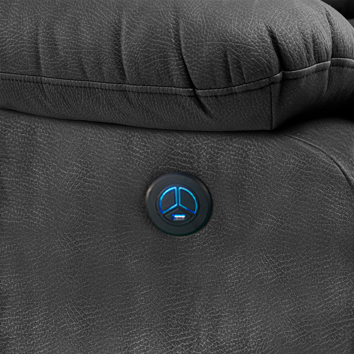 Sofá 3 Cuerpos Reclinable Eléctrico Moderno Negro New Praga