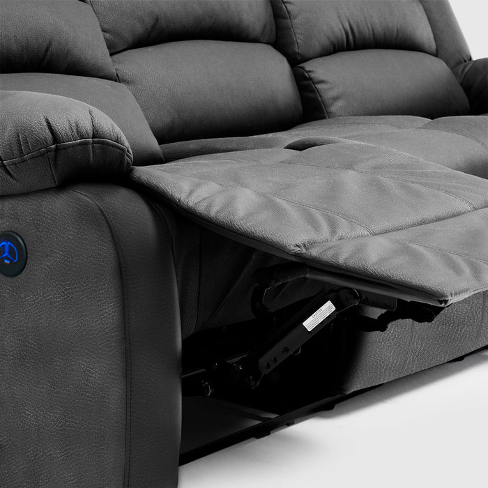 Sofá 3 Cuerpos Reclinable Eléctrico Moderno Negro New Praga