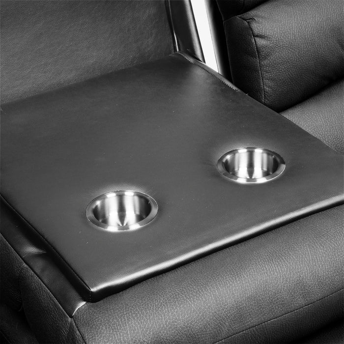 Sofá 3 Cuerpos Reclinable Eléctrico Moderno Negro New Praga