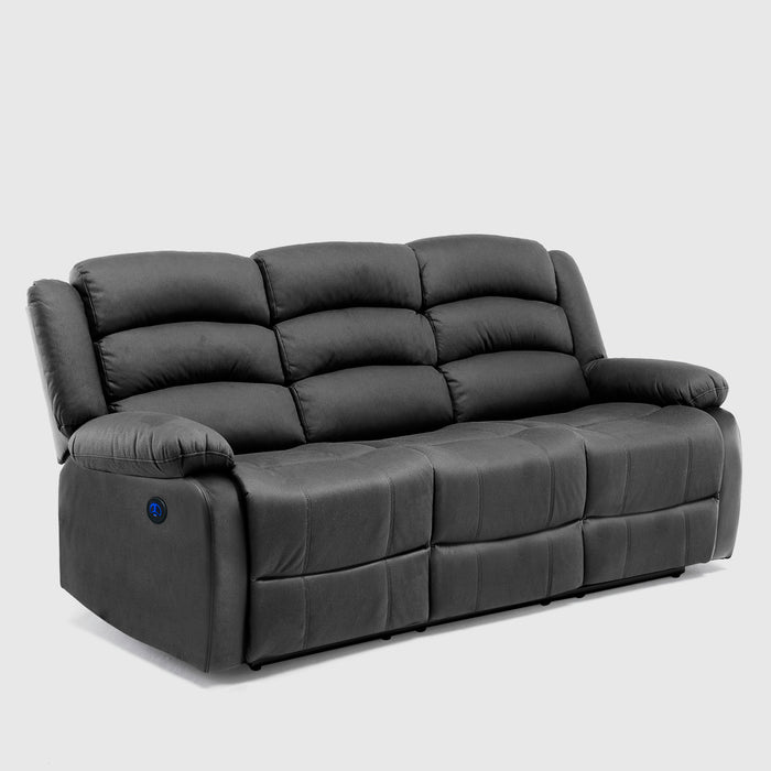 Sofá 3 Cuerpos Reclinable Eléctrico Moderno Negro New Praga