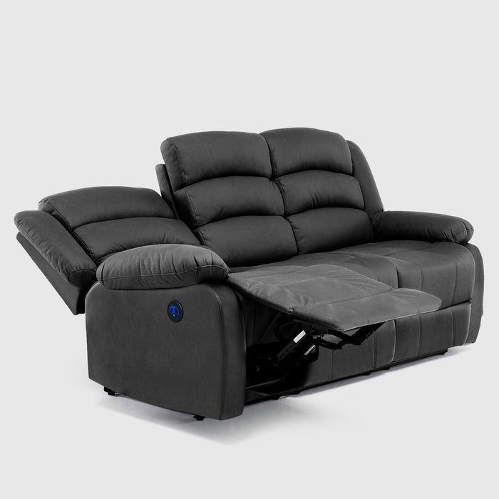 Sofá 3 Cuerpos Reclinable Eléctrico Moderno Negro New Praga