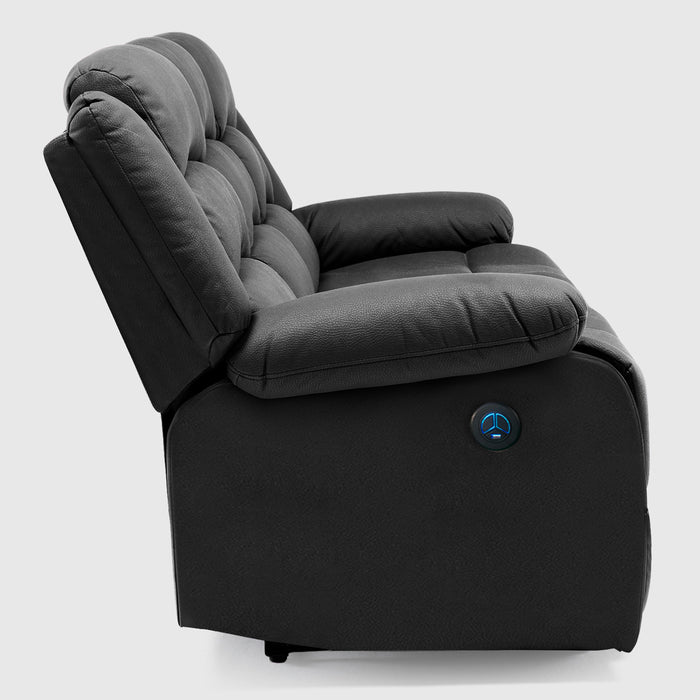 Sofá 3 Cuerpos Reclinable Eléctrico Moderno Negro New Praga