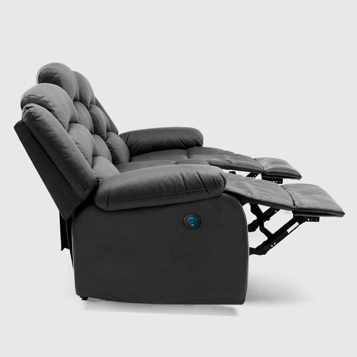 Sofá 3 Cuerpos Reclinable Eléctrico Moderno Negro New Praga