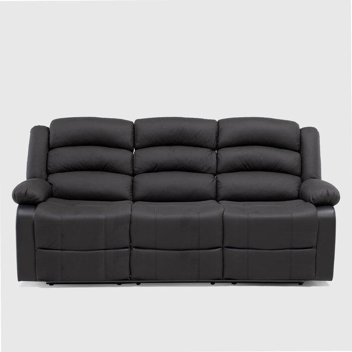 Sofá 3 Cuerpos Reclinable Moderno Negro New Praga