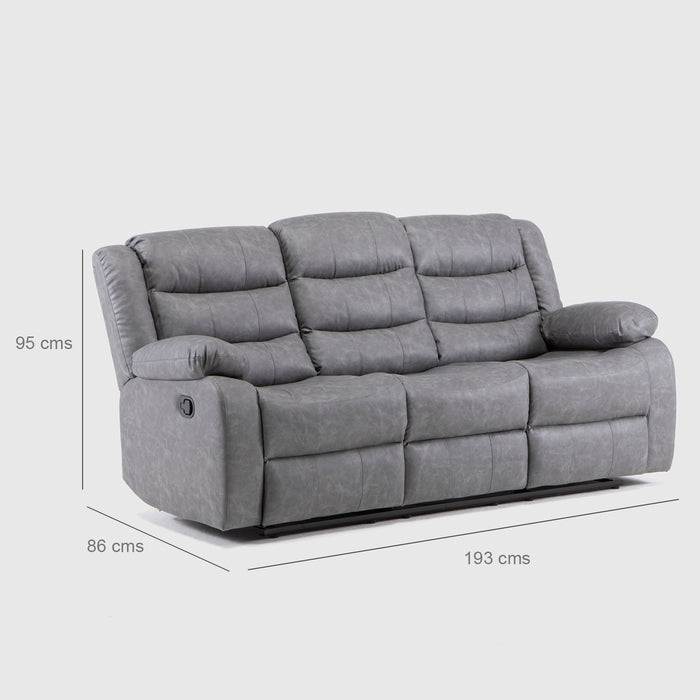 Sofá Gris Reclinable 3 Cuerpos-  Moderno Roma
