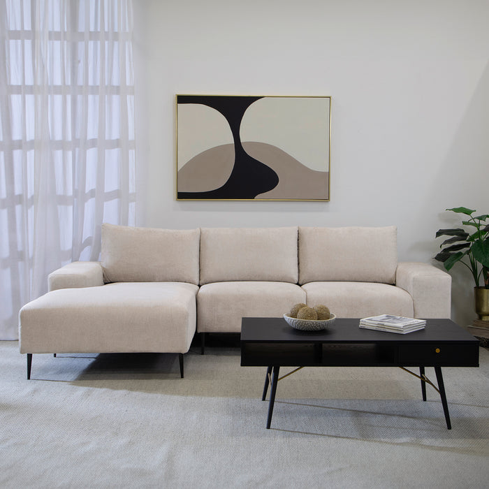 Sofá Seccional Izquierdo Moderno Beige Castelo