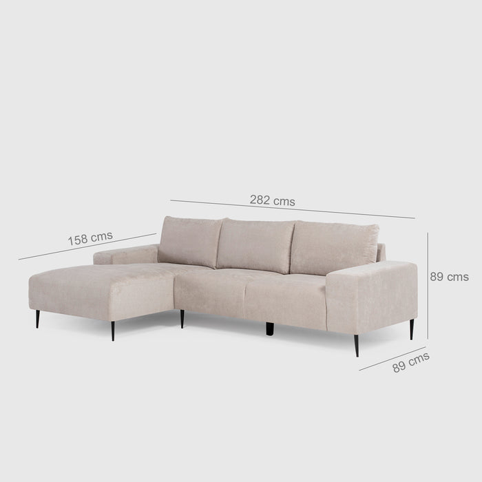 Sofá Seccional Izquierdo Moderno Beige Castelo
