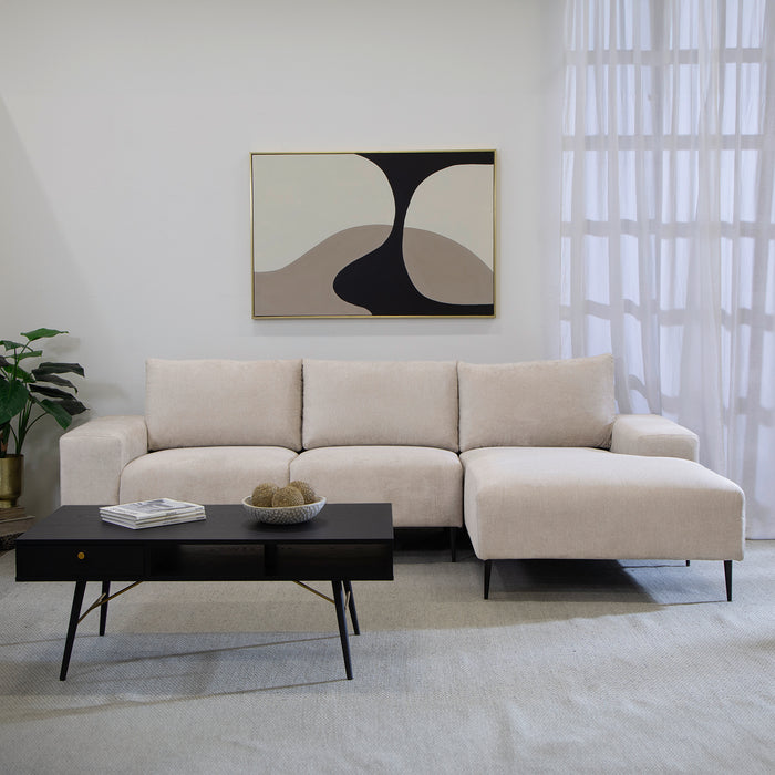 Sofá Seccional Derecho Moderno Beige Castelo