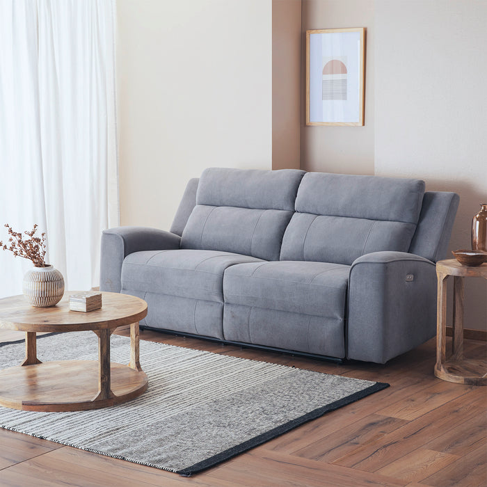 Sofá 2 Cuerpos Reclinable Eléctrico Gris Montana