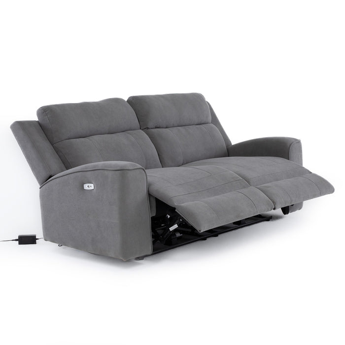 Living Reclinable Sofá 2 Cuerpos + 2 Bergers Eléctricos Montana Gris
