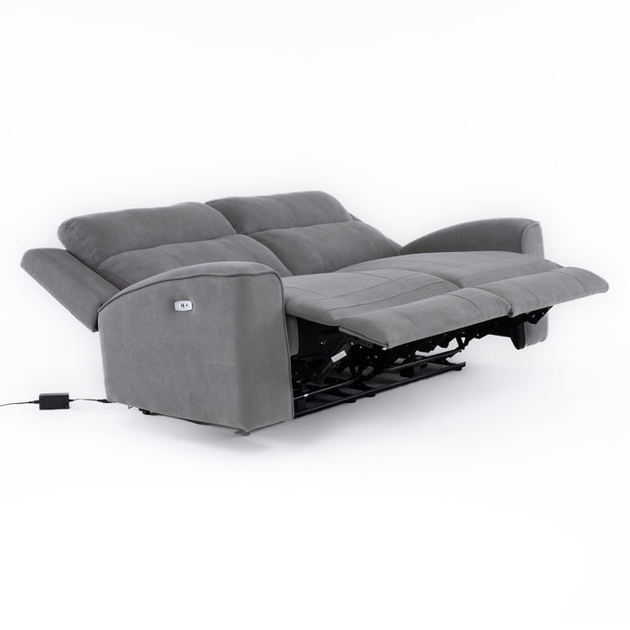 Living Reclinable Sofá 2 Cuerpos + 2 Bergers Eléctricos Montana Gris