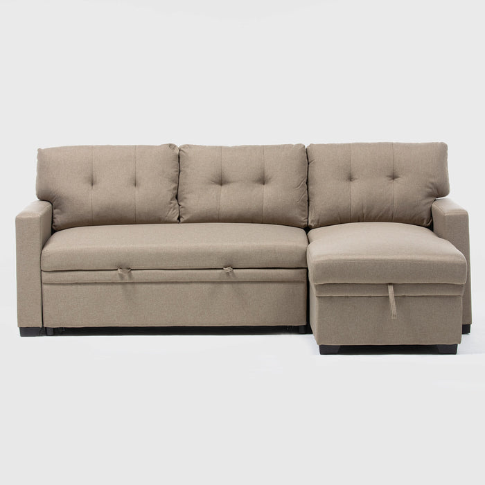 Sofá Cama Seccional 2 Plazas Moderno - Lino Beige Sidney