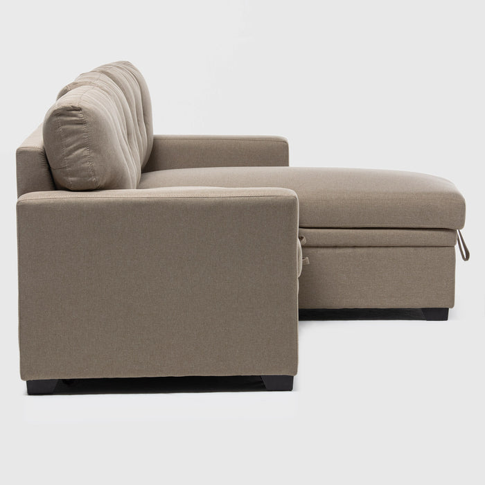 Sofá Cama Seccional 2 Plazas Moderno - Lino Beige Sidney