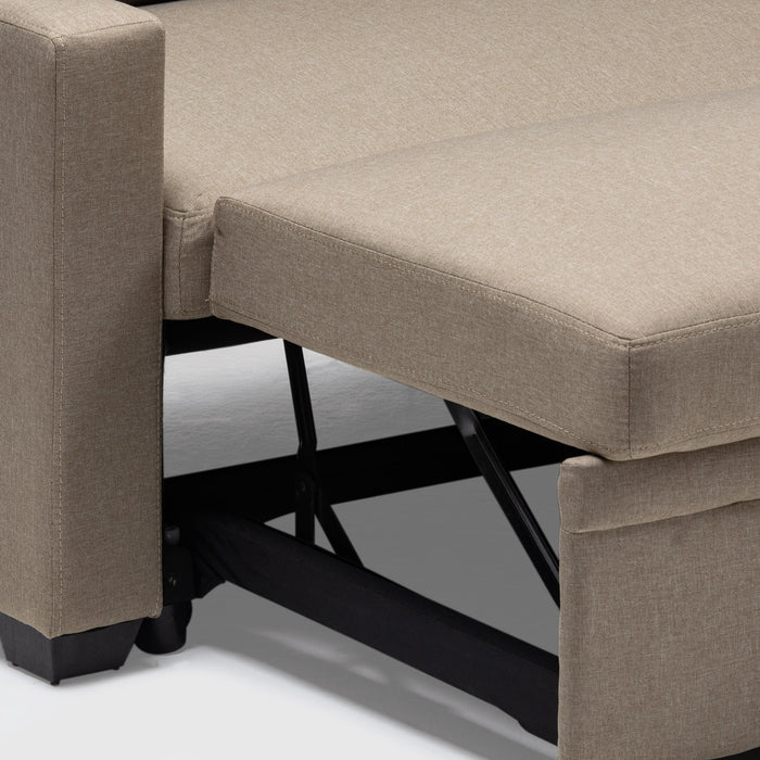 Sofá Cama Seccional 2 Plazas Moderno - Lino Beige Sidney