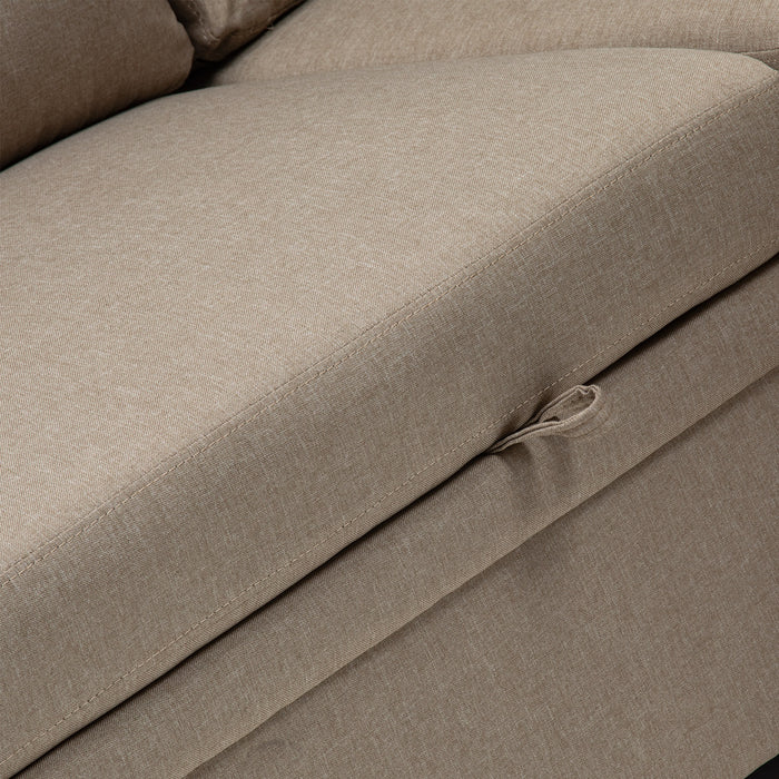 Sofá Cama Seccional 2 Plazas Moderno - Lino Beige Sidney