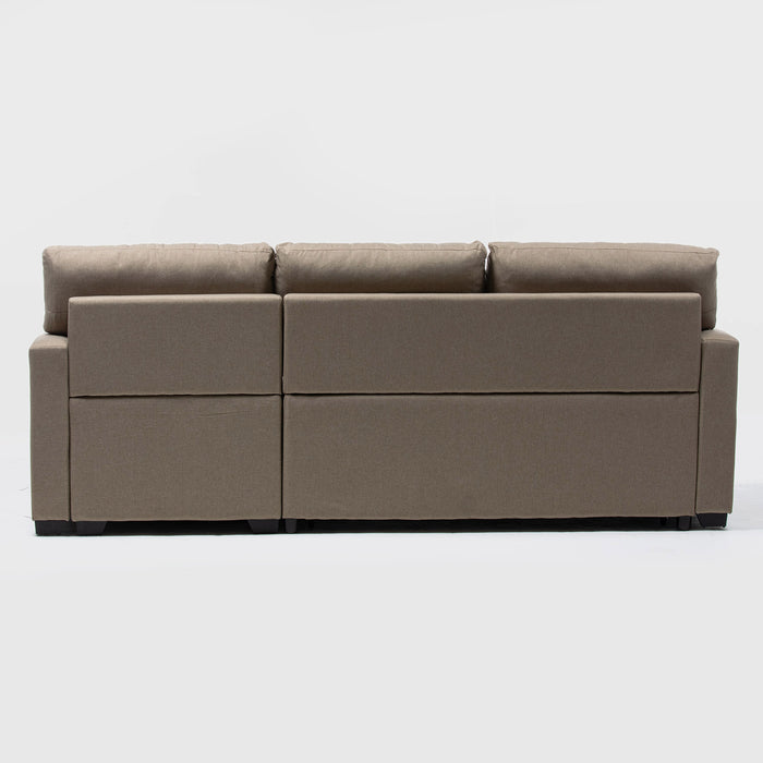 Sofá Cama Seccional 2 Plazas Moderno - Lino Beige Sidney
