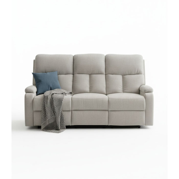 Sofá 3 Cuerpos Reclinable Beige Moderno Matheus