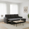 Sofá Seccional Cama 2 Plazas Moderno Lino Grueso Gris Reversible Wing