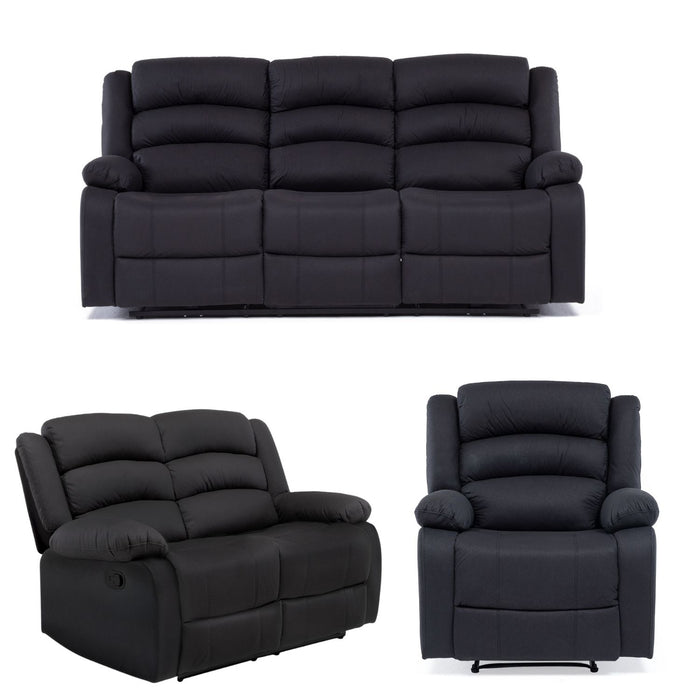 Living Reclinable 1 Sofá 3 Cuerpos + 1 Sofá 2 Cuerpos + 1 Berger Negro New Praga