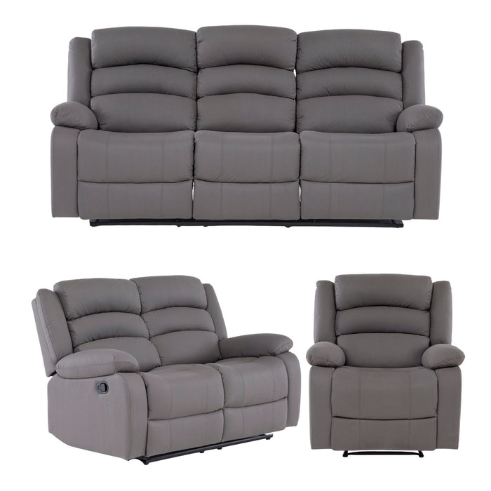 Living Reclinable 1 Sofá 3 Cuerpos + 1 Sofá 2 Cuerpos + 1 Berger Gris New Praga