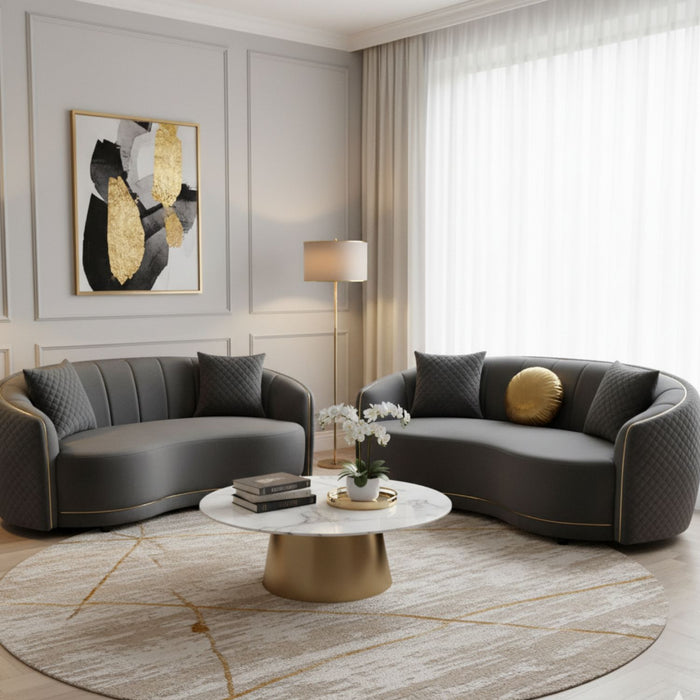 Living Elegante Sofá 3 Cuerpos + 2 Cuerpos Gris Diana