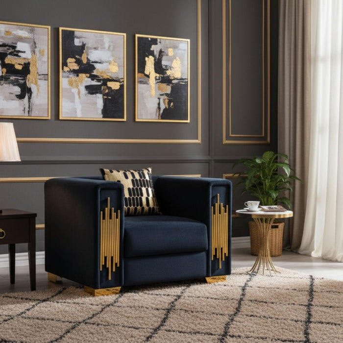 Sillón Elegante 1 Cuerpo Moderno Negro Spencer