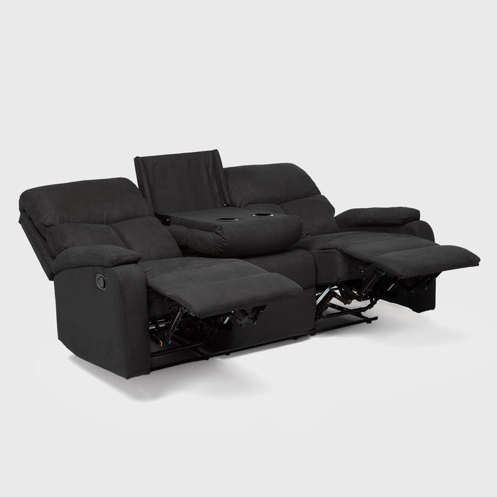 Sofá 3 Cuerpos Reclinable Negro Moderno Matheus