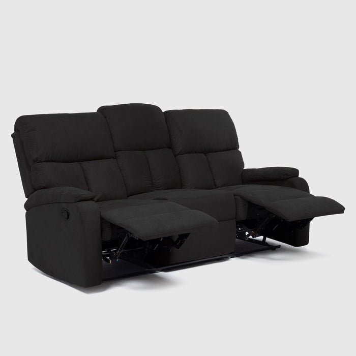 Sofá 3 Cuerpos Reclinable Negro Moderno Matheus