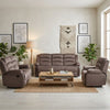 Living Sofá 3 Cuerpos Reclinable + Sofá 2 Cuerpos Reclinable + Berger 1 Cuerpo Reclinable Moderno New Martell Café