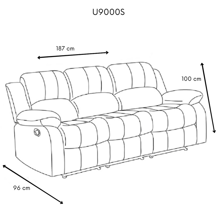 Sofá 3 Cuerpos Reclinable - Moderno Thompson Pu + Microfibra
