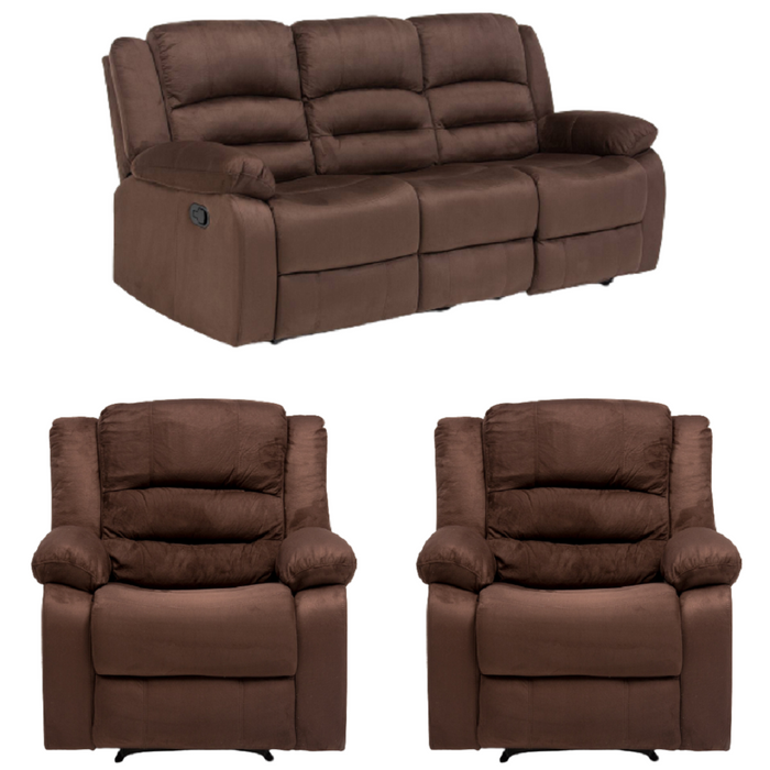 Living Reclinable 3 Cuerpos - Martell Café 1 Sofá 3 Cuerpos + 2 Bergers