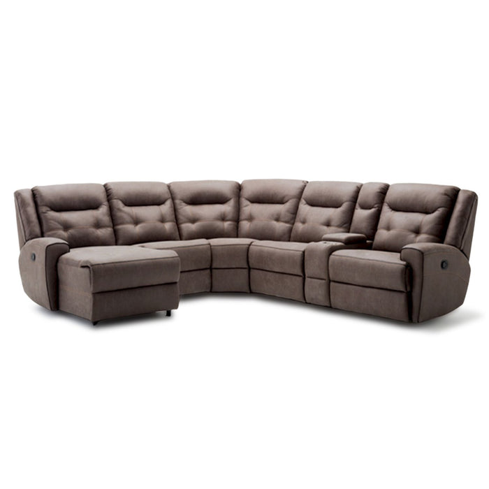 Sofá Seccional Izquierdo Reclinable Moderno Café Grand