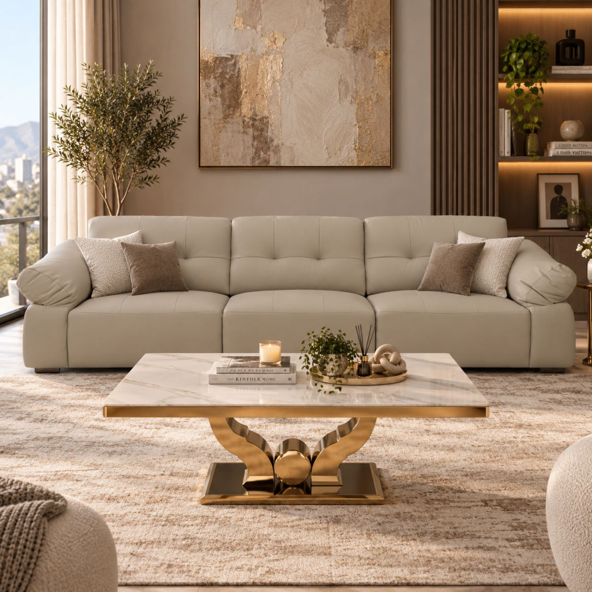 Sofá para Living 3 Módulos Génova Crema 5 Personas