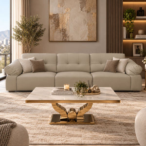 Sofá para Living 3 Módulos Génova Crema 5 Personas