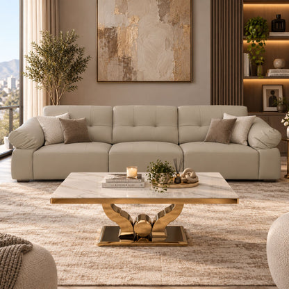 Sofá Modular para Living 5 Cuerpos Clásico Génova Crema