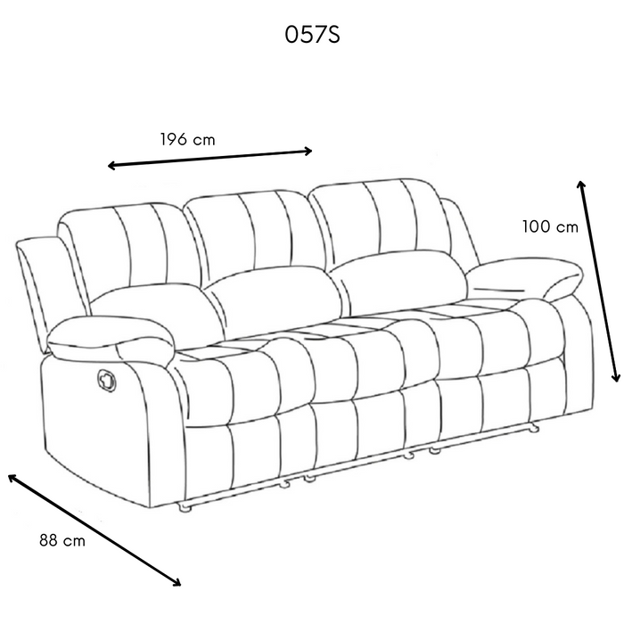 Sofa Reclinable 3 Cuerpos Negro -  Moderno Roma