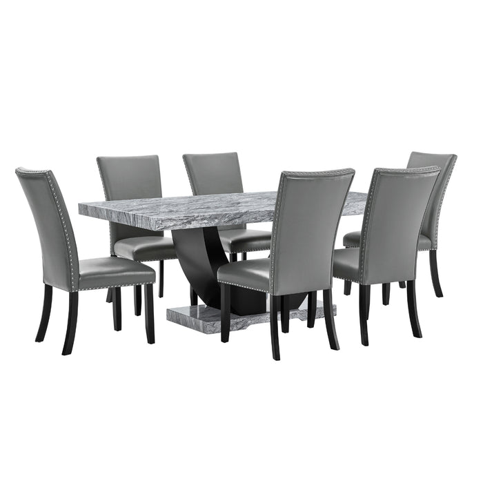 Juego de Comedor 6 Sillas Moderno Moon Mármol Gris
