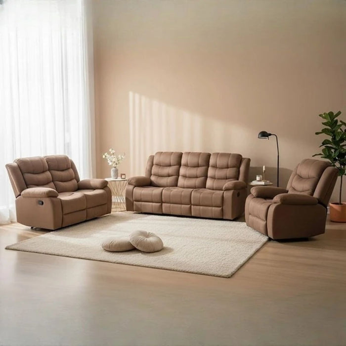 Living Reclinable Sofá 3 Cuerpos + 1 Sofá 2 Cuerpos + 1 Berger Café Norman