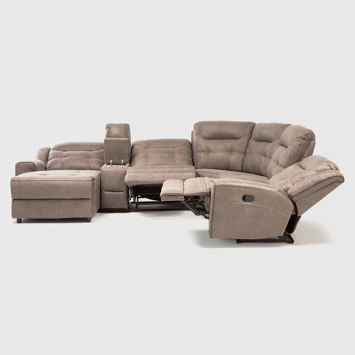 Sofá Seccional Izquierdo Reclinable Moderno Café Grand