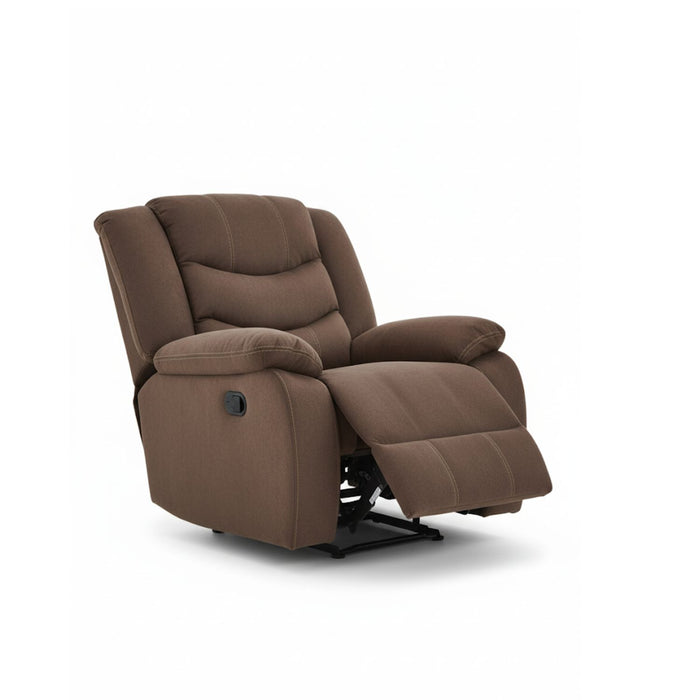 Living Reclinable Sofá 3 Cuerpos + 2 Bergers Reclinable Norman Café Oscuro
