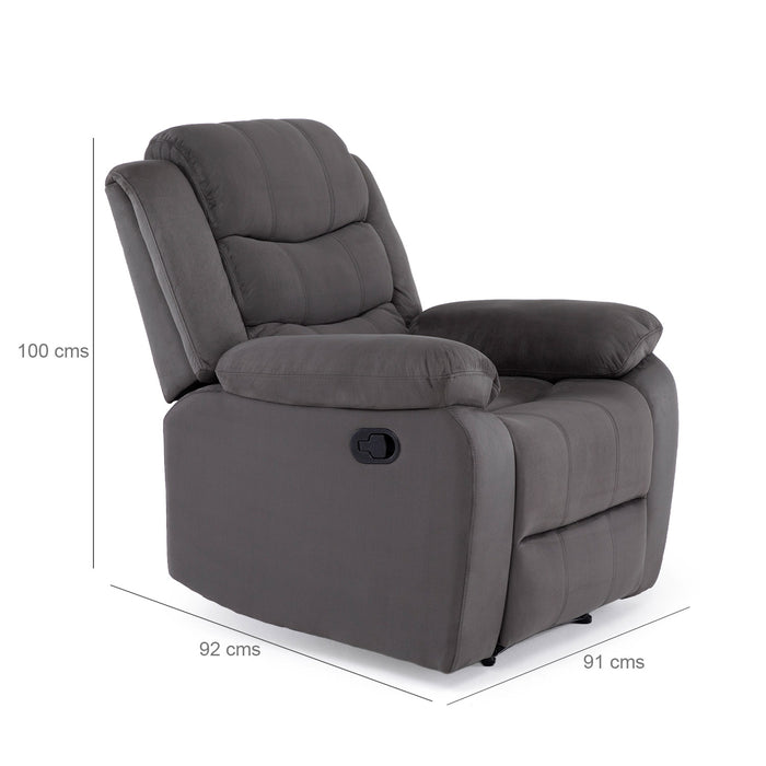 Living Reclinable Sofá 3 Cuerpos + Sofá 2 Cuerpos + 1 Berger Gris Norman