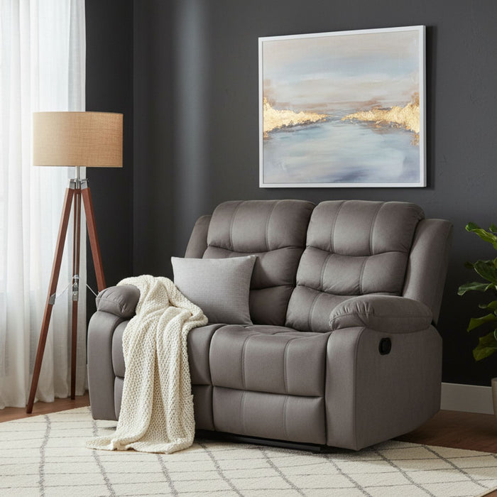 Living Reclinable Sofá 3 Cuerpos + Sofá 2 Cuerpos + 1 Berger Gris Norman