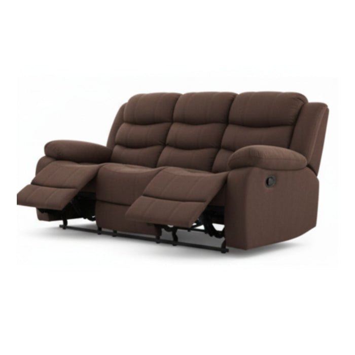 Sofá 3 Cuerpos Reclinable Tradicional Norman Café Oscuro