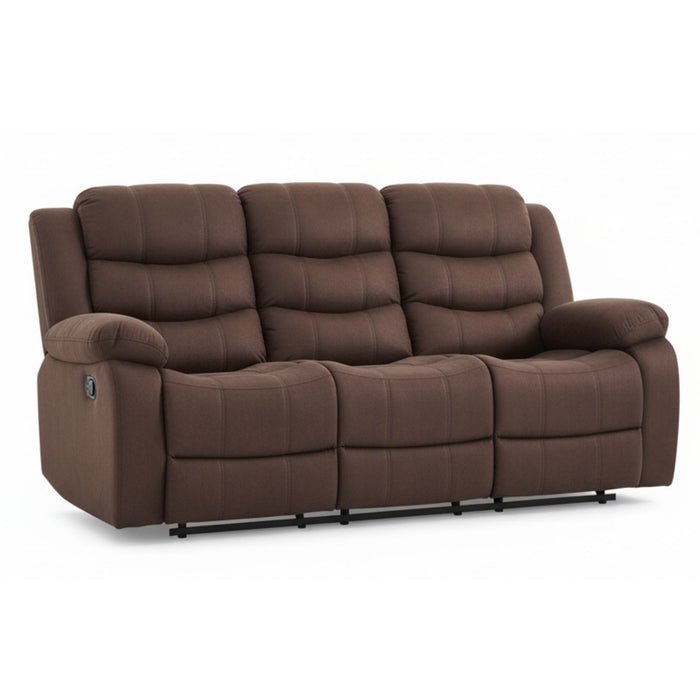Living Reclinable Sofá 3 Cuerpos + 2 Bergers Reclinable Norman Café Oscuro